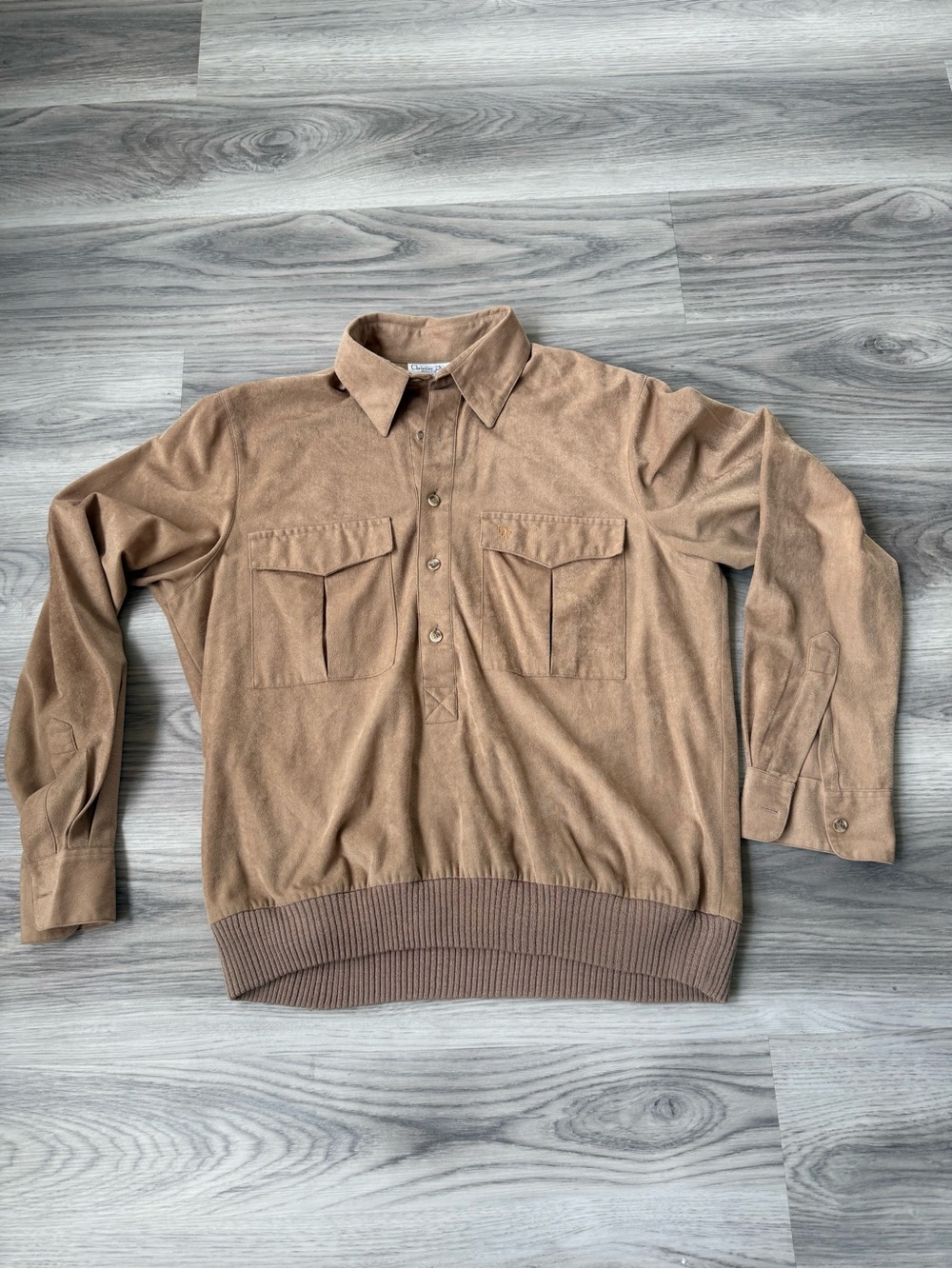 Vintage Dior Men's Tan Lightweight Shirt Jacket